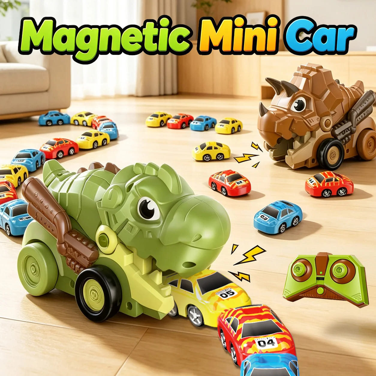 2-Player RC Eating Car Battle Dinosaur Toy – Interactive Racing Game Gift for Kids