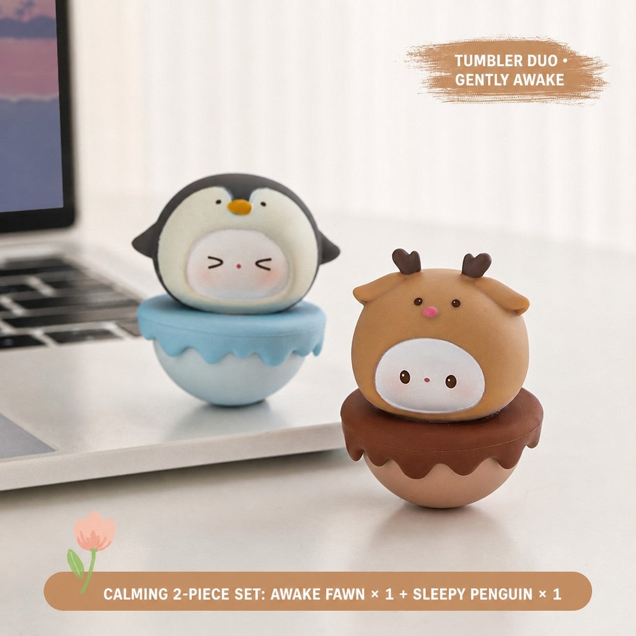 Aesthetic Tumbler Desk Decor – Cute Wobble Figurine for Office Desk Setup, Mini Stress Relief Toy with Pastel Colors, Instagram-Worthy Decor for Girls, Unique Birthday Gift for Best Friend