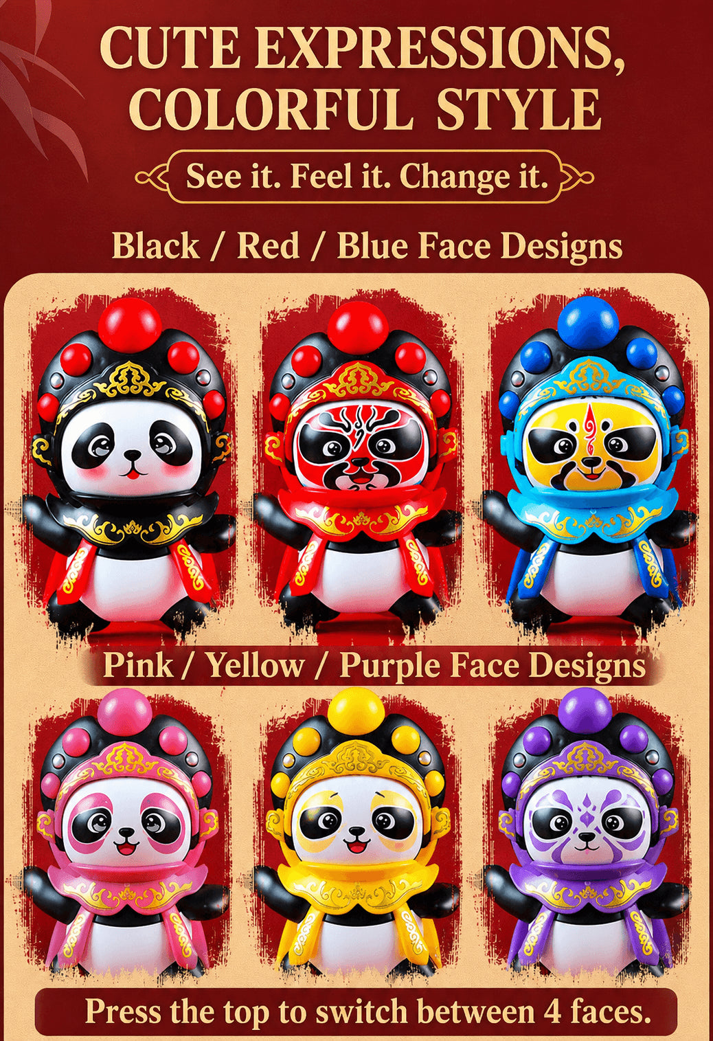 Sichuan Opera face-changing panda plush toy, product detail image 14