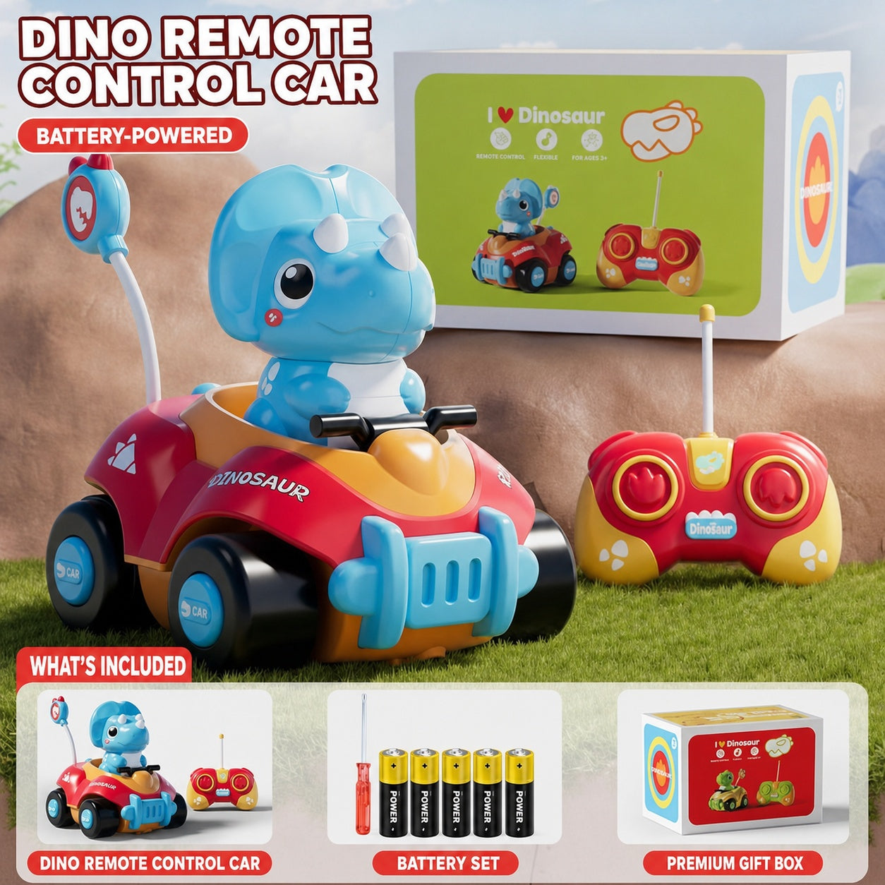 remote control Triceratops dinosaur car, product detail image 10