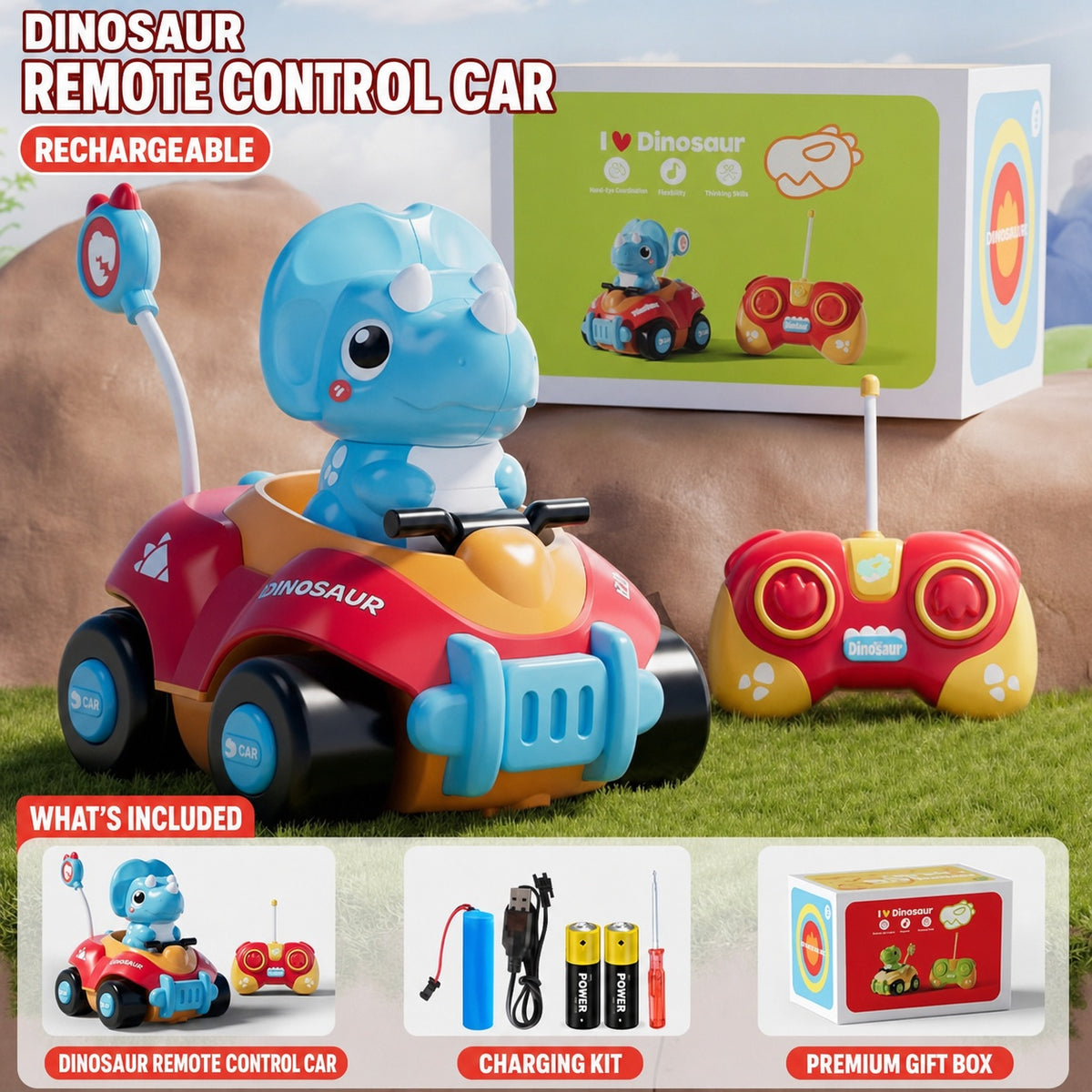 remote control Triceratops dinosaur car, product detail image 11
