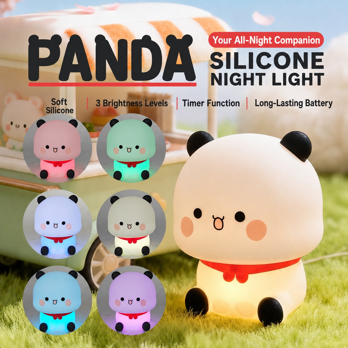 panda silicone touch night light, product detail image 7