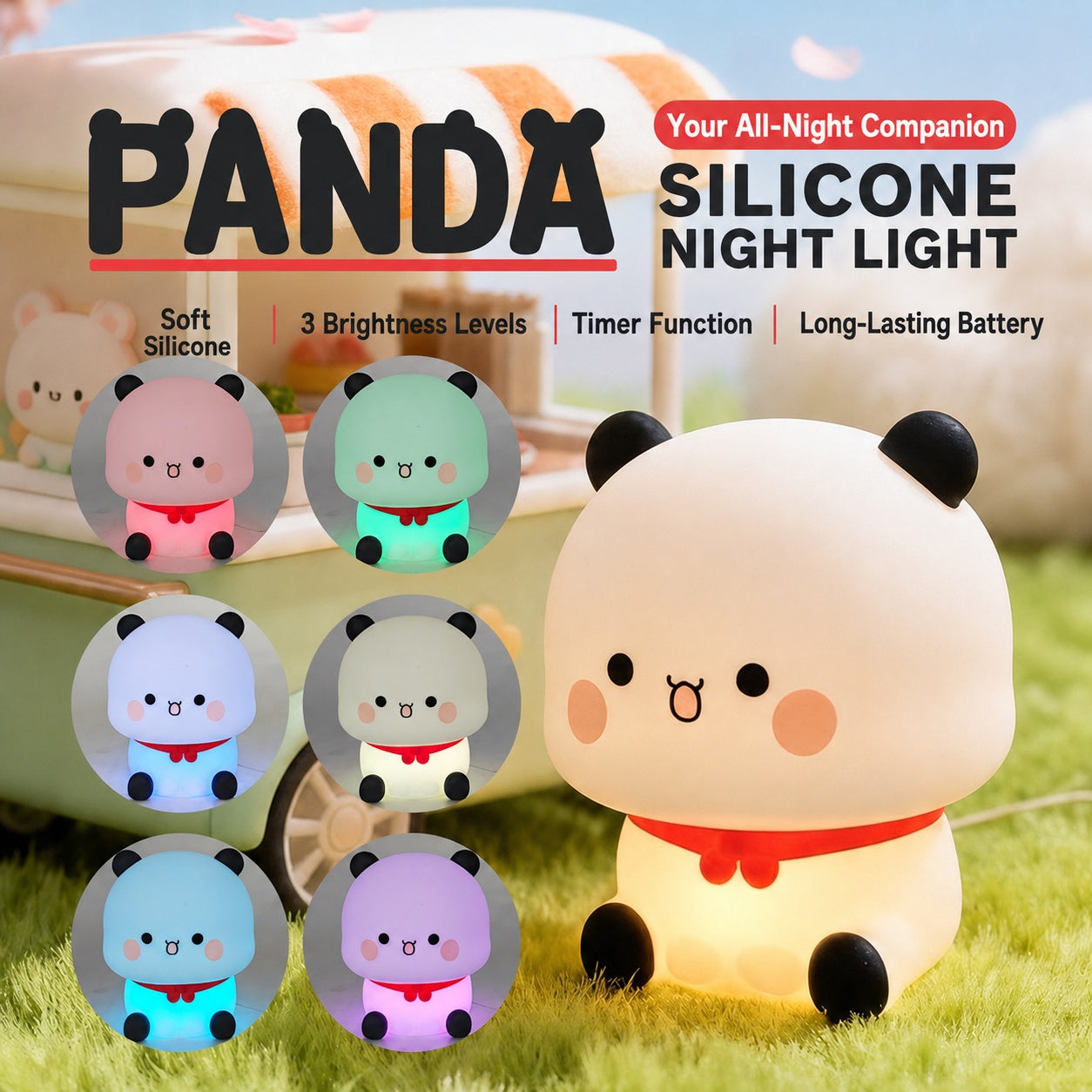 panda silicone touch night light, product detail image 7
