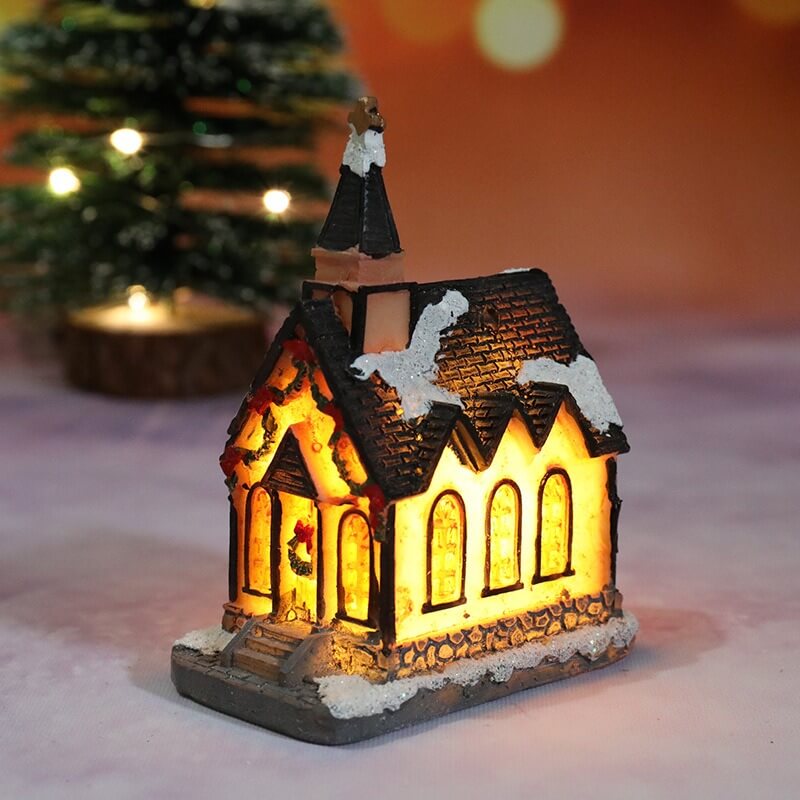 glowing resin Christmas house ornament, product detail image 7