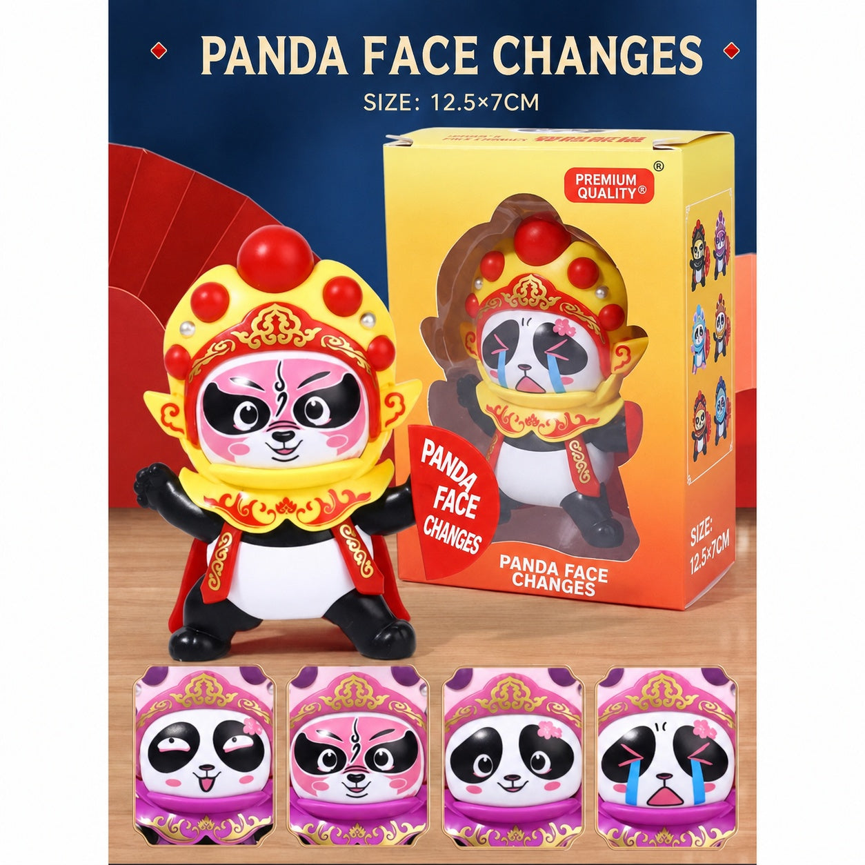 Sichuan Opera Face-Changing Panda Plush Toy | Interactive Kung Fu Doll with 4 Masks | Chinese Culture Gift for Kids | Chengdu Souvenir Autism-Friendly Sensory Toy