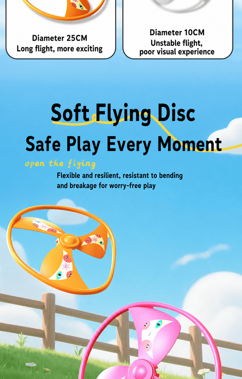 Kids Pull String Flying Disc Toy, Hand-Powered Spinning UFO Launcher for Outdoor Park Play and Party Favors