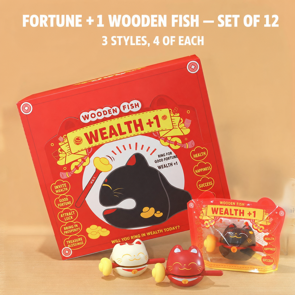 wooden fish stress relief desk toy, product detail image 51