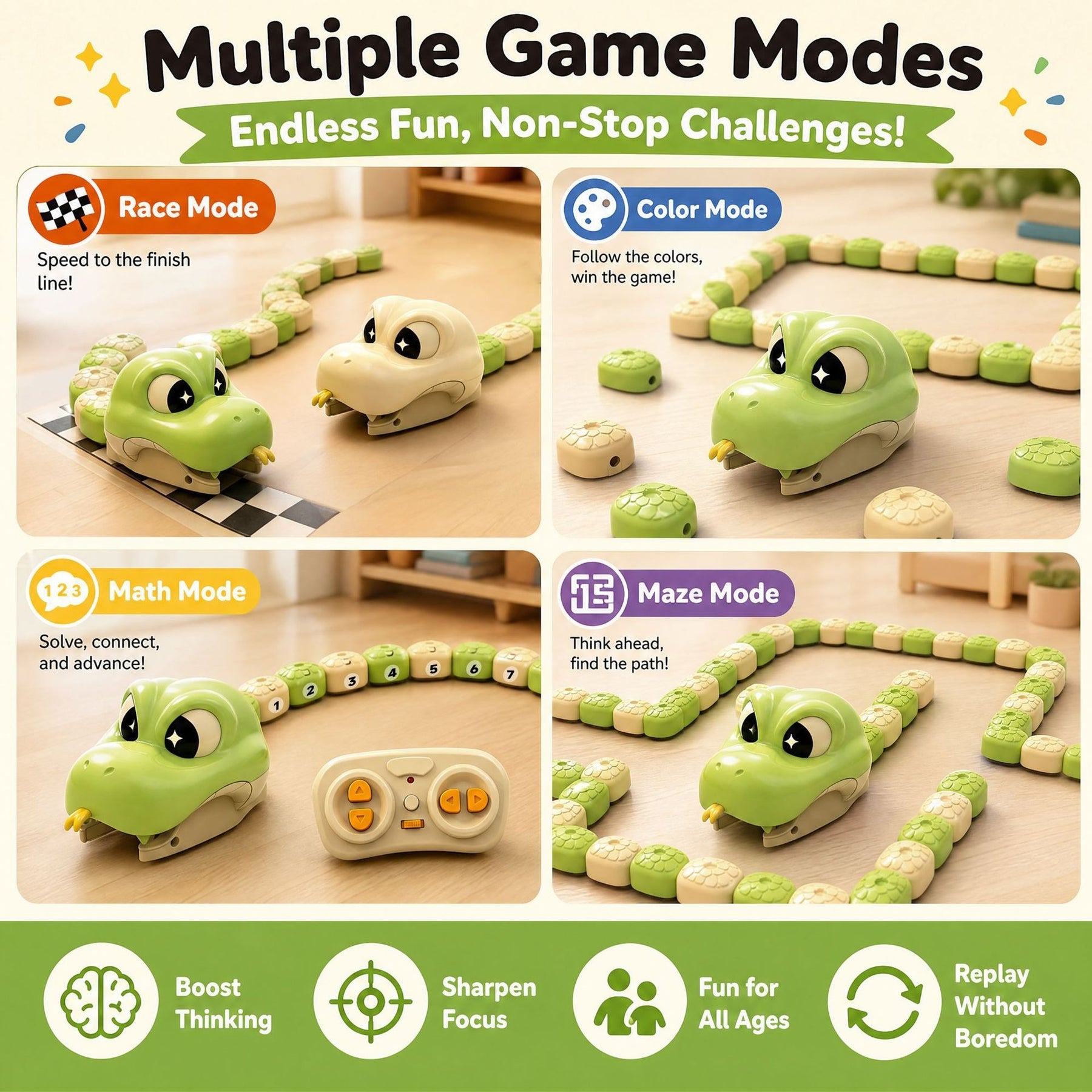 2-Player RC Magnetic Car-Eating Snake Battle Toy – Interactive Racing Game for Kids