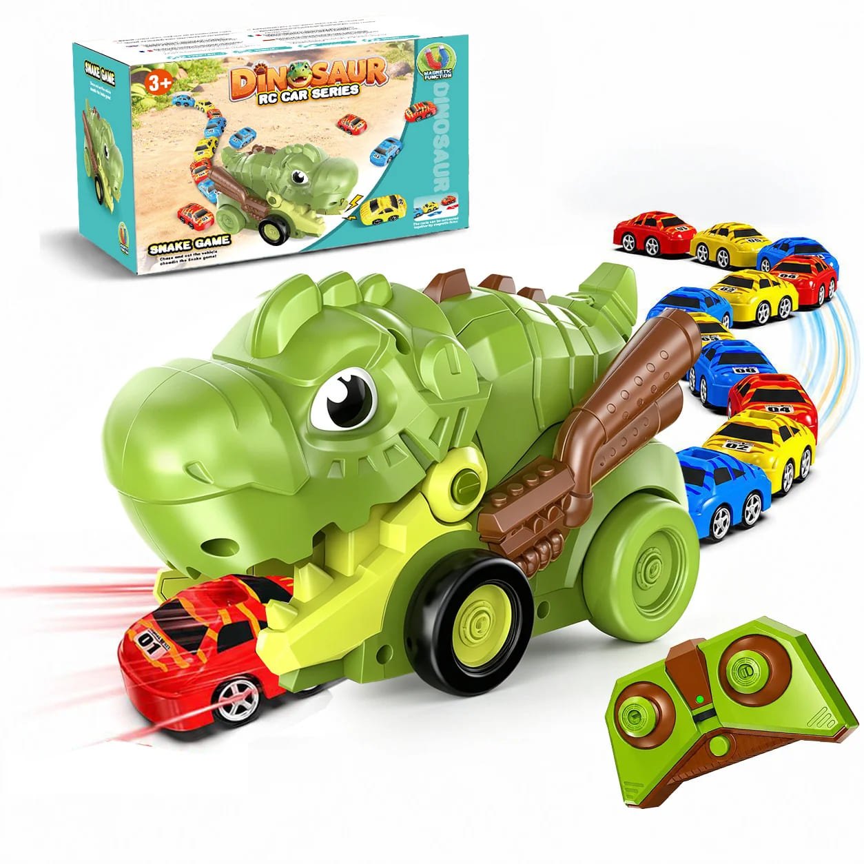 2-Player RC Eating Car Battle Dinosaur Toy – Interactive Racing Game Gift for Kids