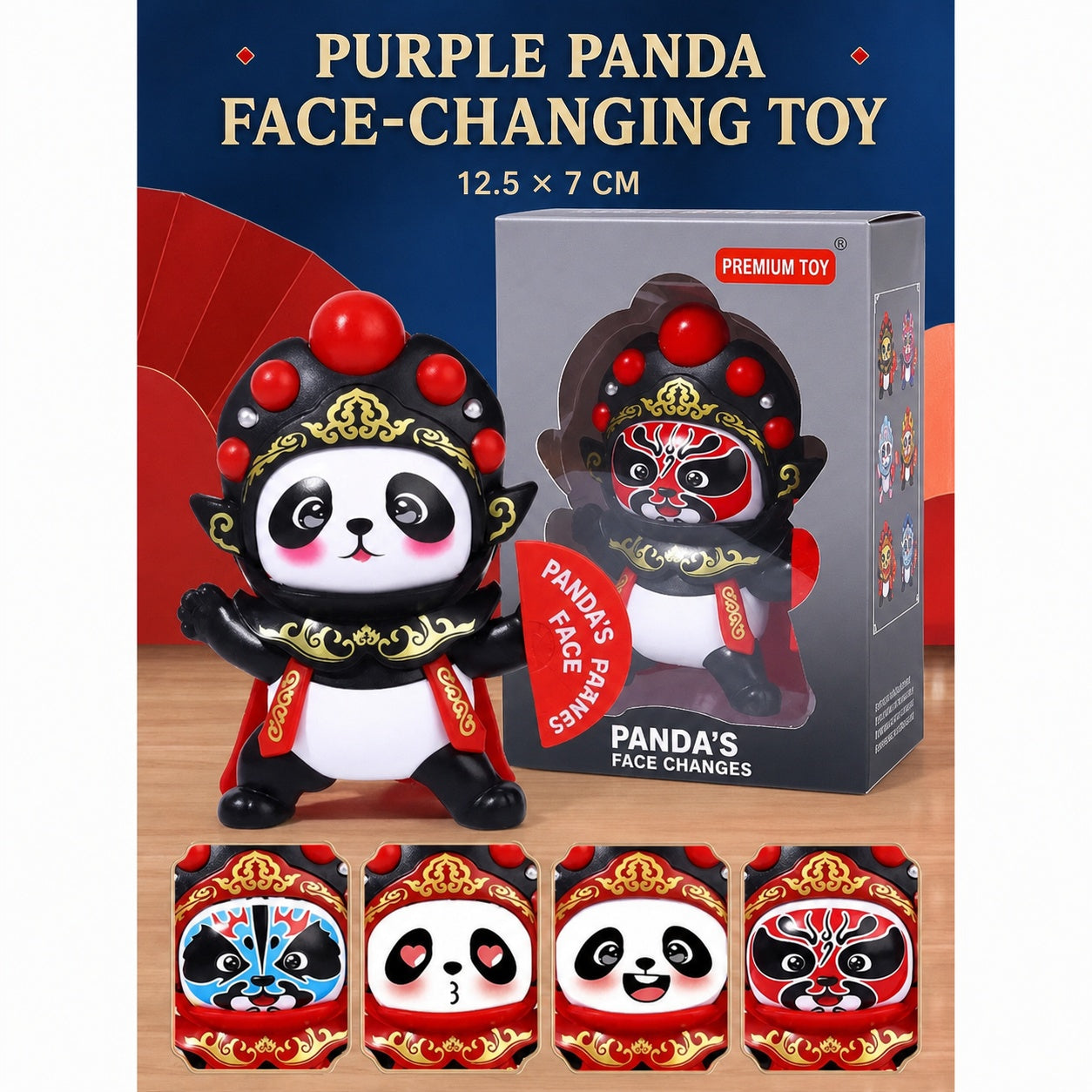 Sichuan Opera face-changing panda plush toy, product detail image 9