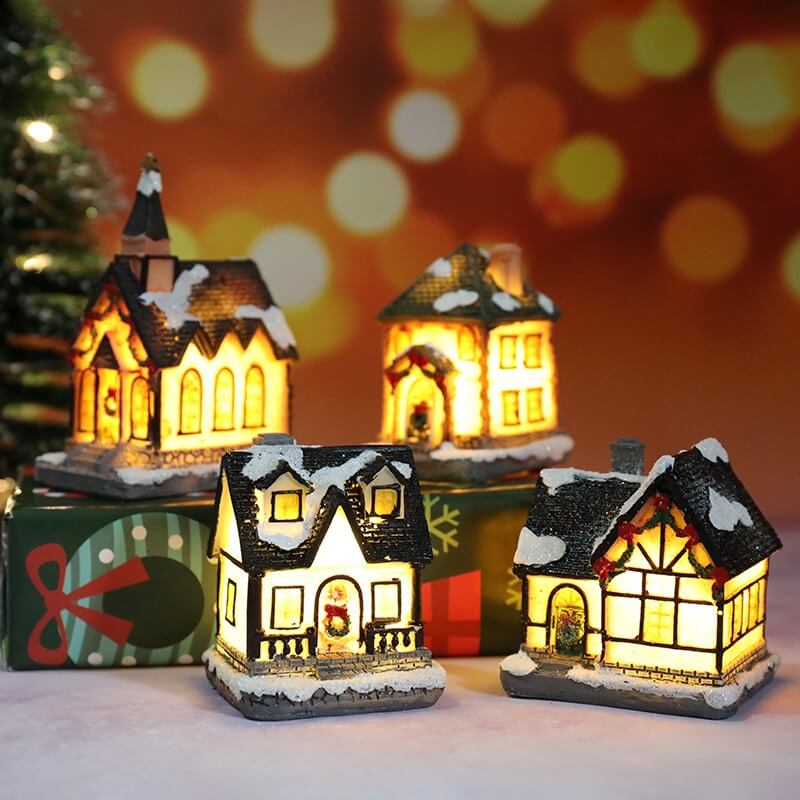 glowing resin Christmas house ornament, product detail image 3