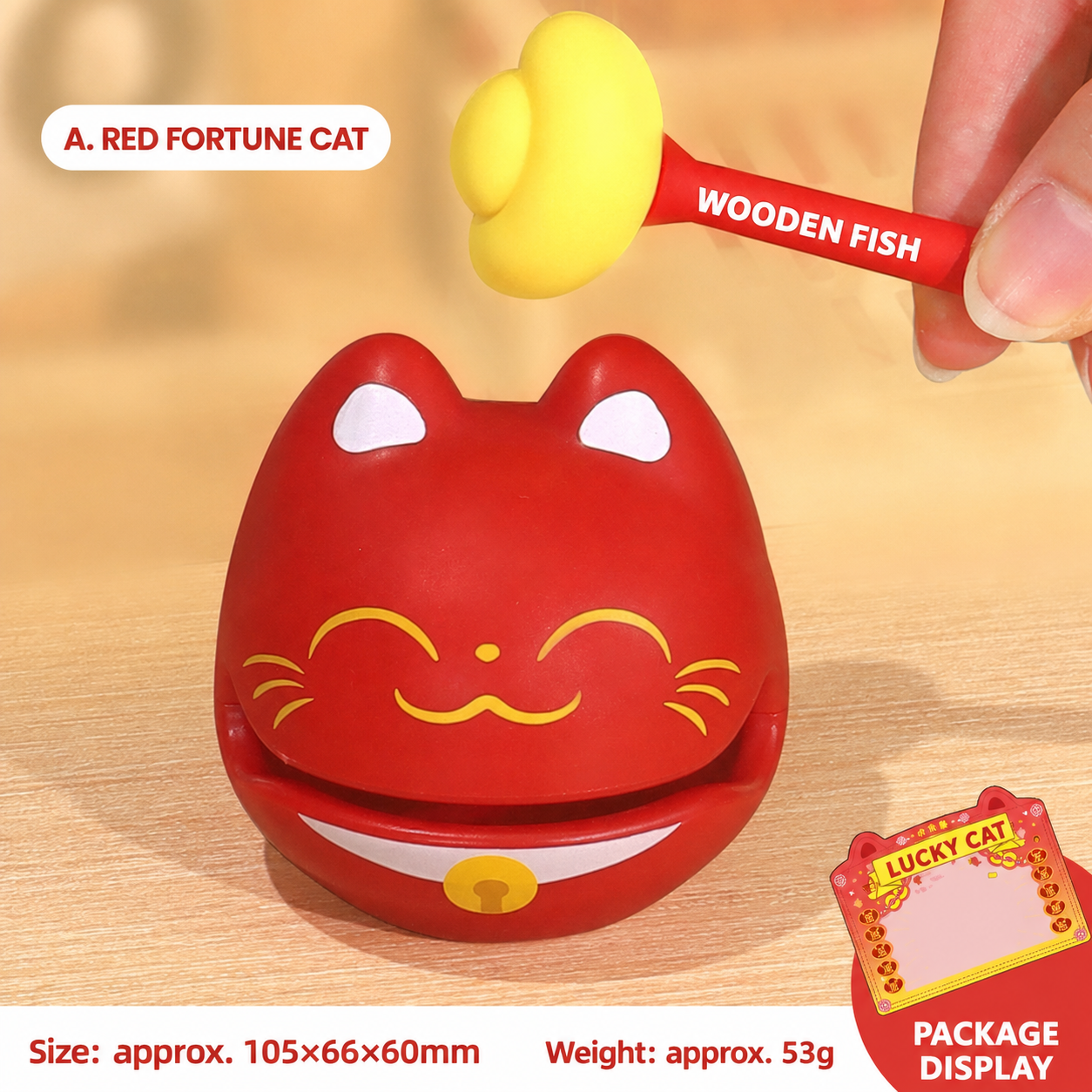 Wealth Plus 1 Small Wooden Fish Stress Relief Office Desk Ornament Emotional Healing Zen Toy for Workstation