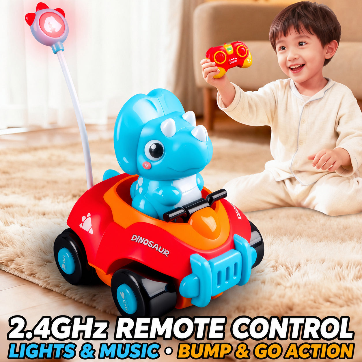 remote control Triceratops dinosaur car, product detail image 5