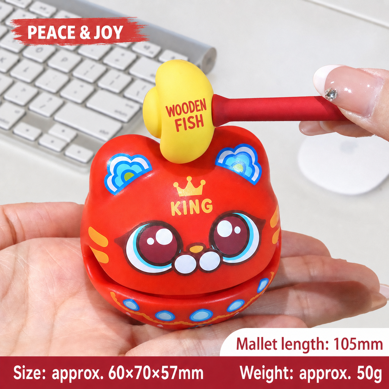 Wealth Plus 1 Small Wooden Fish Stress Relief Office Desk Ornament Emotional Healing Zen Toy for Workstation