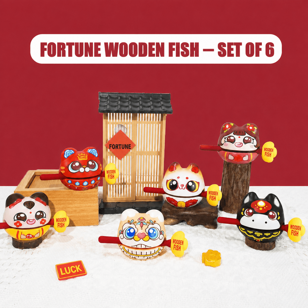 wooden fish stress relief desk toy, product detail image 34