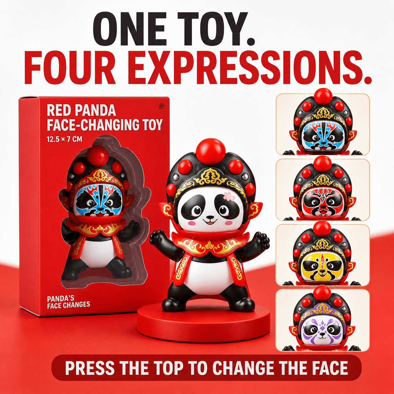 Sichuan Opera Face-Changing Panda Plush Toy | Interactive Kung Fu Doll with 4 Masks | Chinese Culture Gift for Kids | Chengdu Souvenir Autism-Friendly Sensory Toy