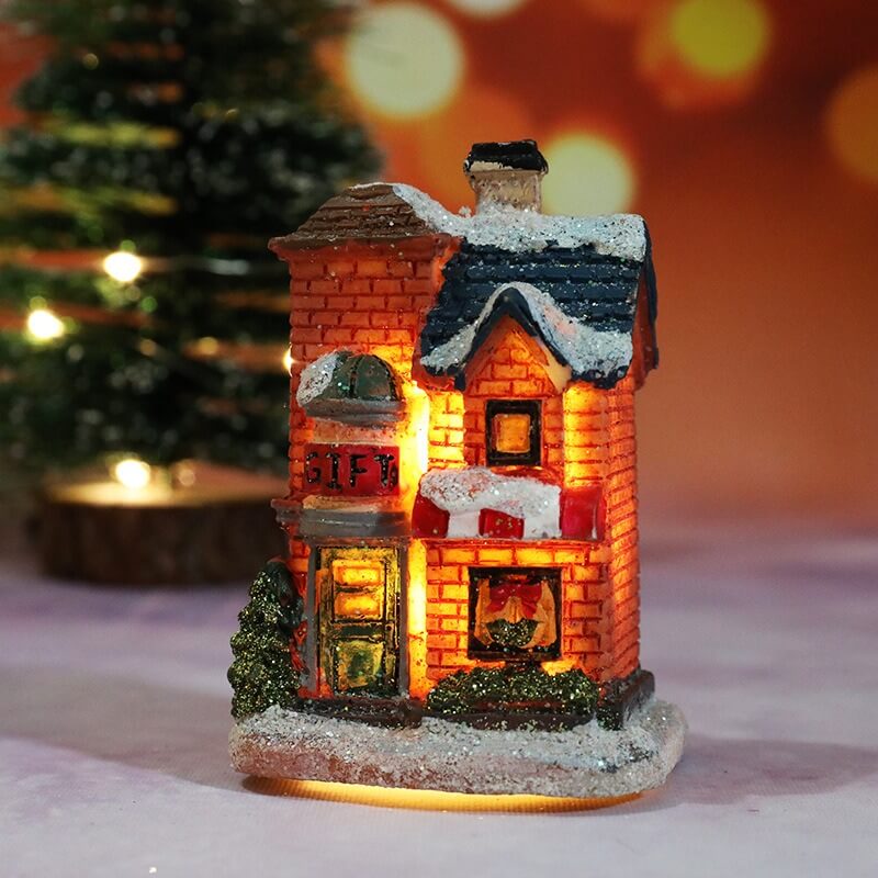 glowing resin Christmas house ornament, product detail image 10