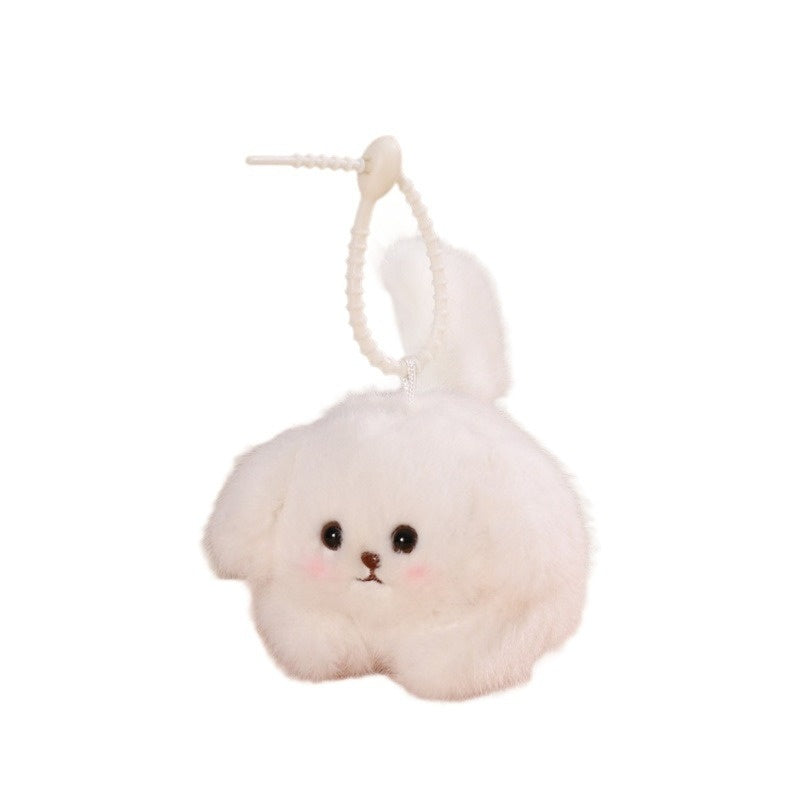Pull-String Plush Puppy Toy – Wagging Tail & Barking Sound Dog Keychain, Stress Relief Soft Stuffed Animal Bag Charm, Interactive Cute Gift for Girls Boys Teens