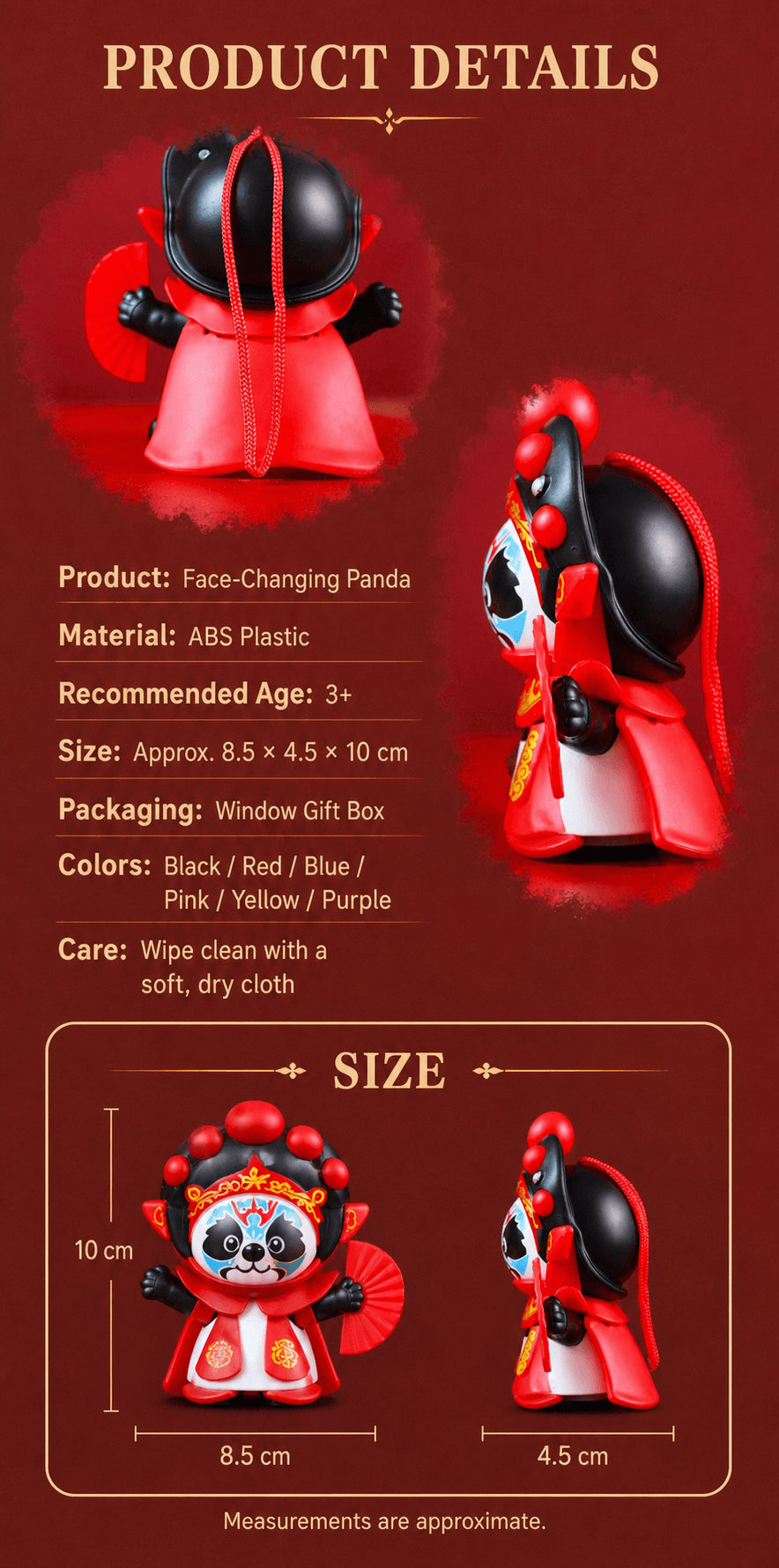 Sichuan Opera face-changing panda plush toy, product detail image 17