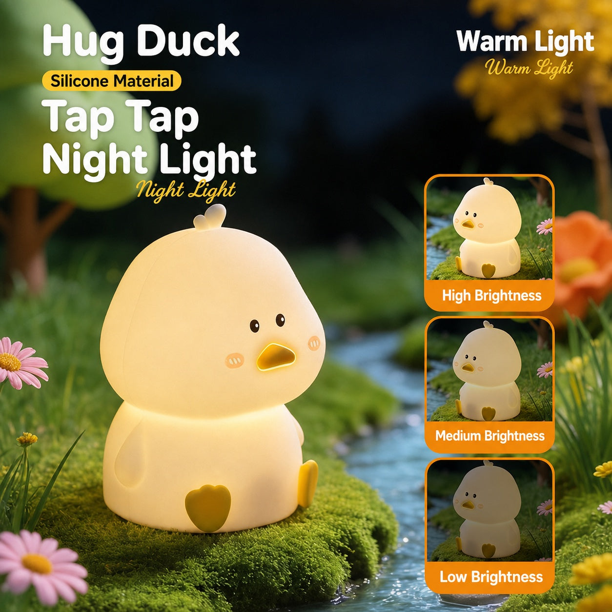 Panda Silicone Touch Night Light – Eye-Care Bedside Lamp for Kids with Auto-Off Timer, Soft Warm Glow for Sleep Training, USB Rechargeable Cute Desk Decor, Perfect Birthday Gift