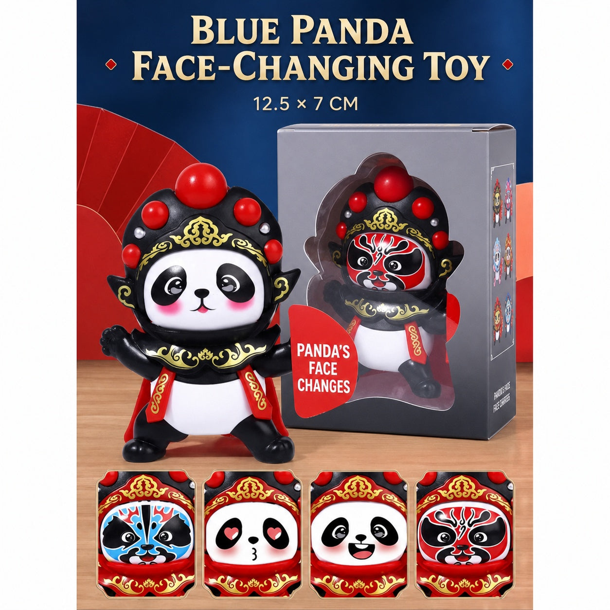 Sichuan Opera face-changing panda plush toy, product detail image 8