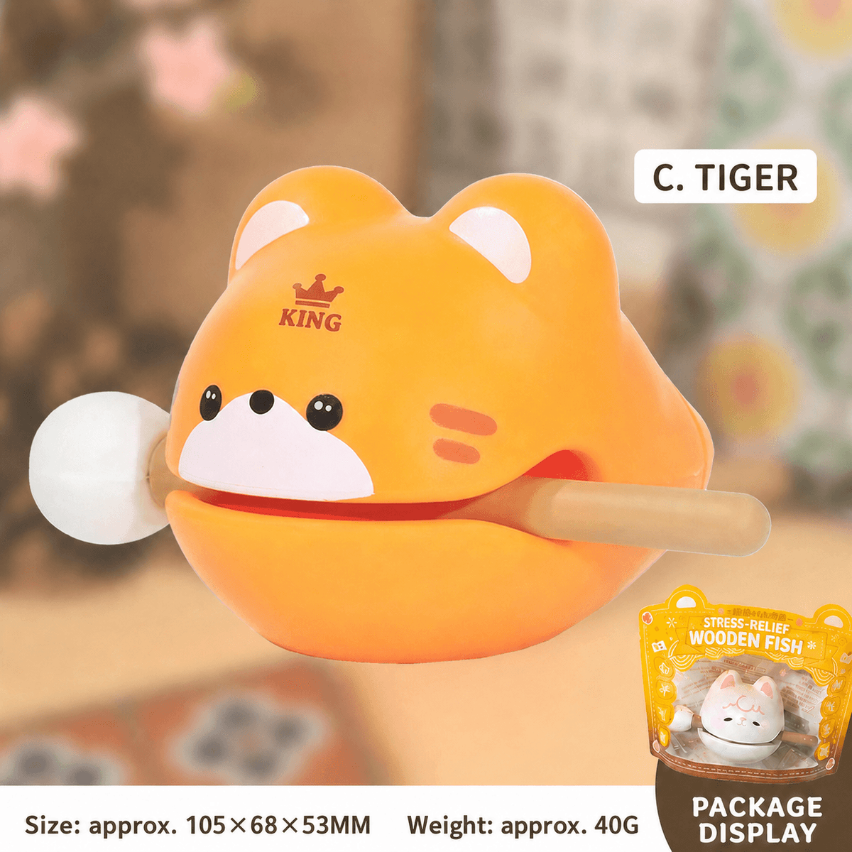 wooden fish stress relief desk toy, product detail image 23