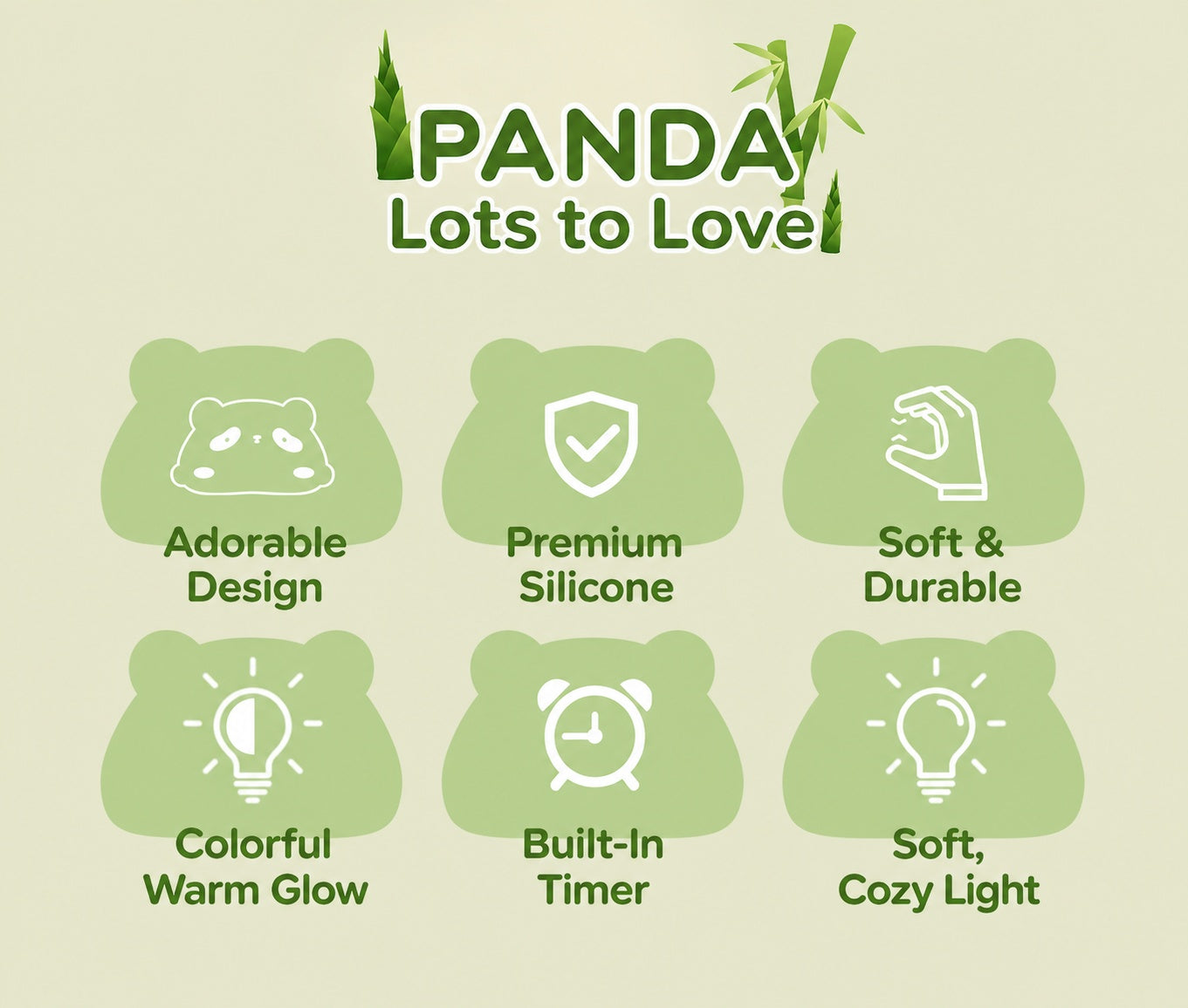 Panda Silicone Touch Night Light – Eye-Care Bedside Lamp for Kids with Auto-Off Timer, Soft Warm Glow for Sleep Training, USB Rechargeable Cute Desk Decor, Perfect Birthday Gift