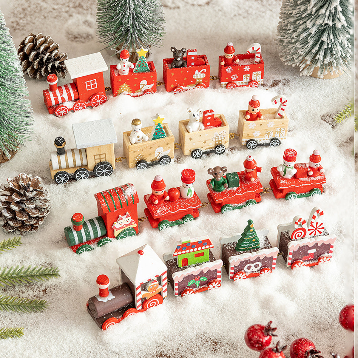 wooden Christmas train decoration, main product image