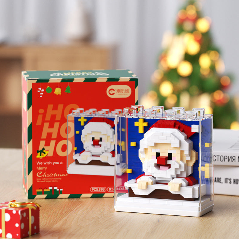 Christmas Gift Building Blocks Sweet House Santa Claus Cartoon Figure Educational Toy for Kids Creative Puzzle Assembly Set Holiday Present