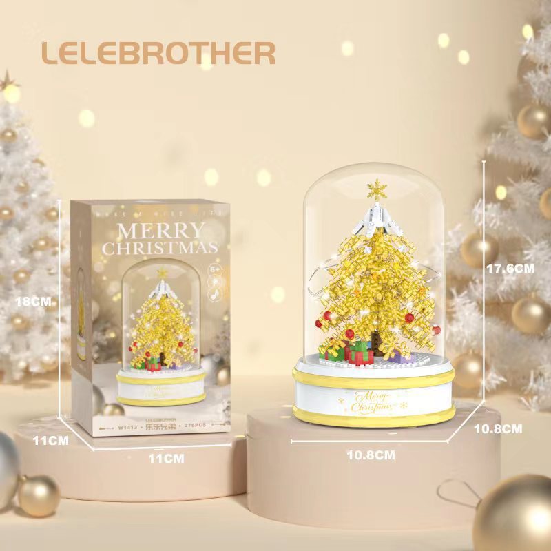 Christmas Gift Building Blocks Sweet House Santa Claus Cartoon Figure Educational Toy for Kids Creative Puzzle Assembly Set Holiday Present