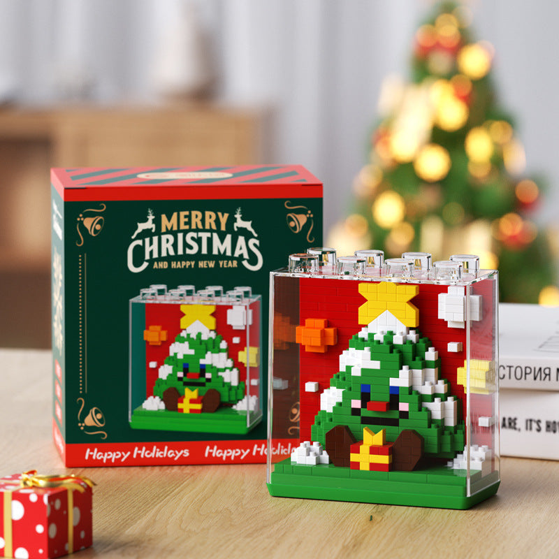 Christmas Gift Building Blocks Sweet House Santa Claus Cartoon Figure Educational Toy for Kids Creative Puzzle Assembly Set Holiday Present