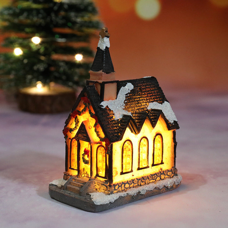 glowing resin Christmas house ornament, product detail image 13