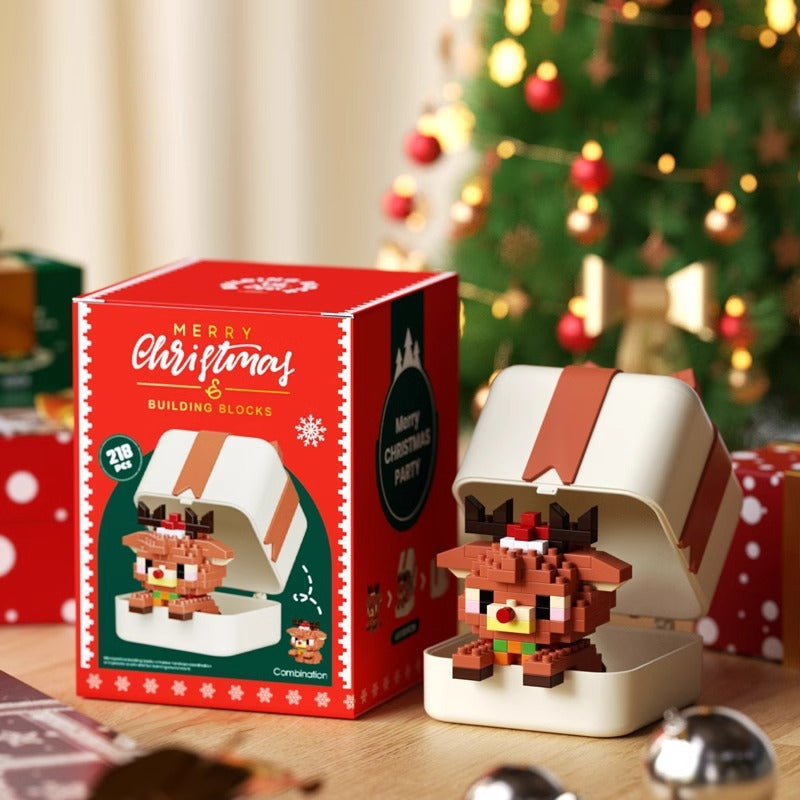 Christmas Gift Building Blocks Sweet House Santa Claus Cartoon Figure Educational Toy for Kids Creative Puzzle Assembly Set Holiday Present