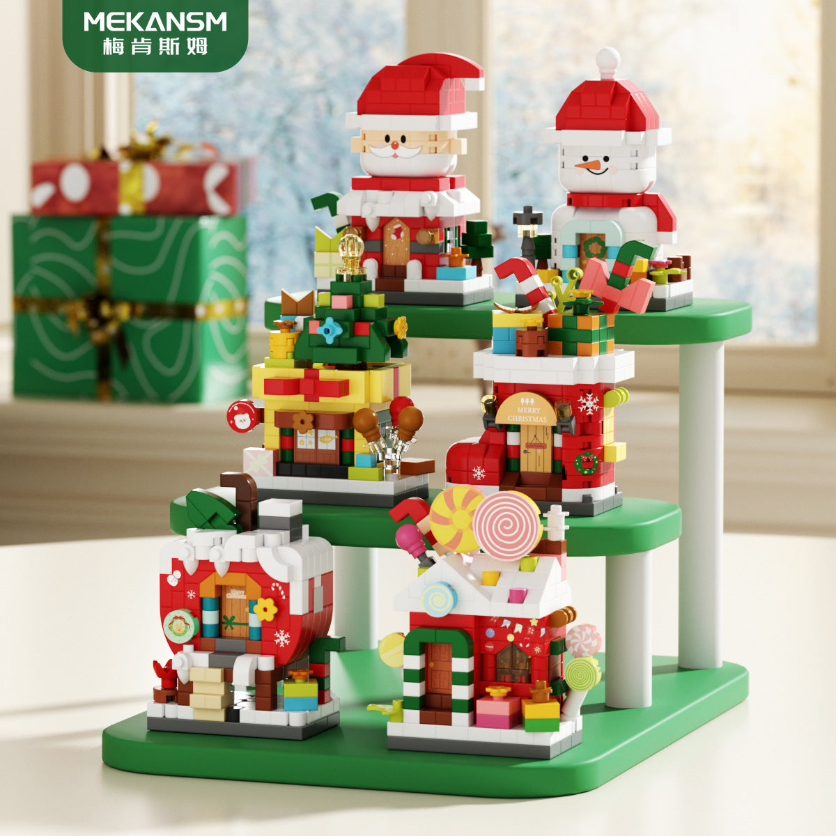 Bloques de construcción de regalo de Navidad Casa dulce Santa Claus Figura de dibujos animados Juguete educativo para niños Conjunto de ensamblaje de rompecabezas creativo Regalo de vacaciones