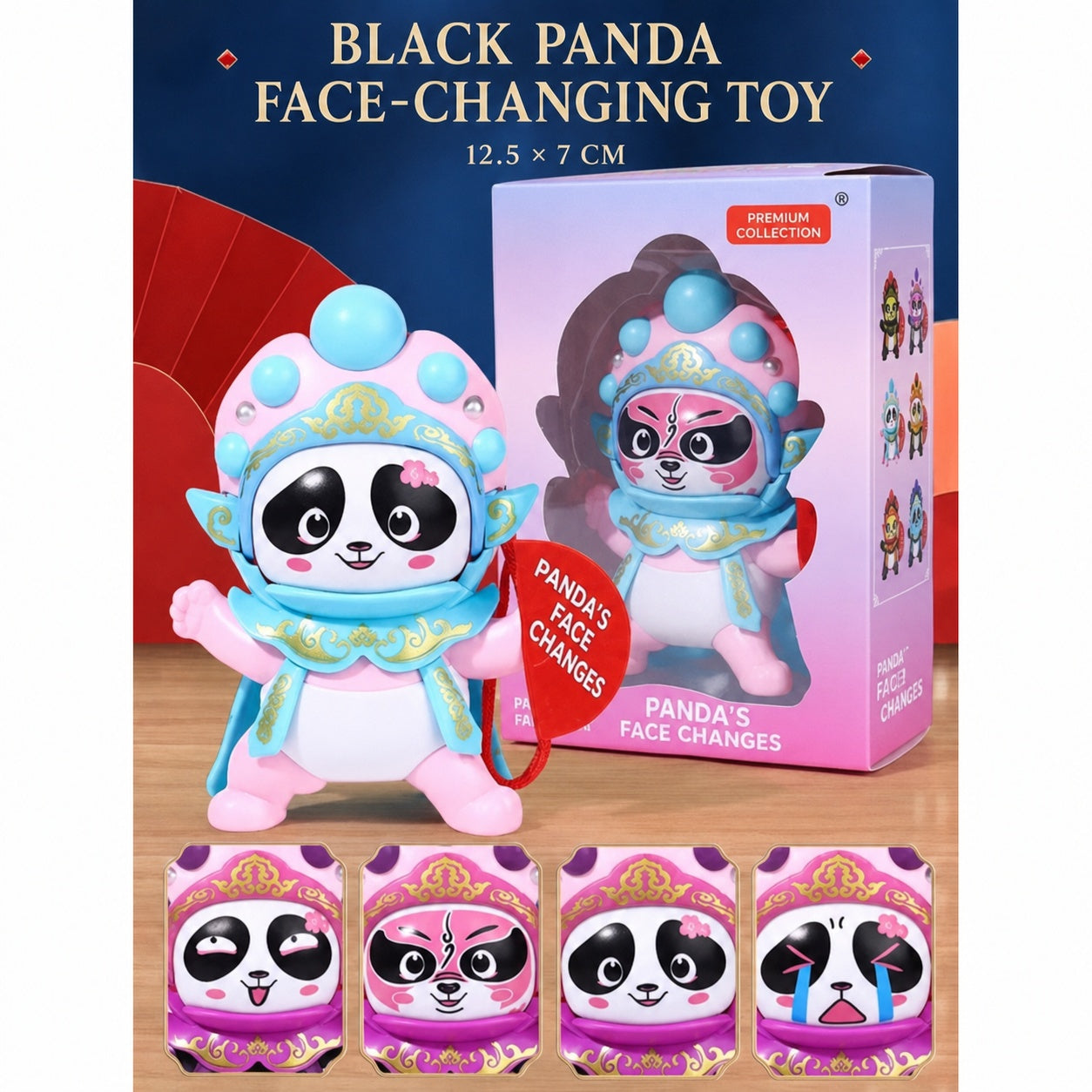 Sichuan Opera Face-Changing Panda Plush Toy | Interactive Kung Fu Doll with 4 Masks | Chinese Culture Gift for Kids | Chengdu Souvenir Autism-Friendly Sensory Toy