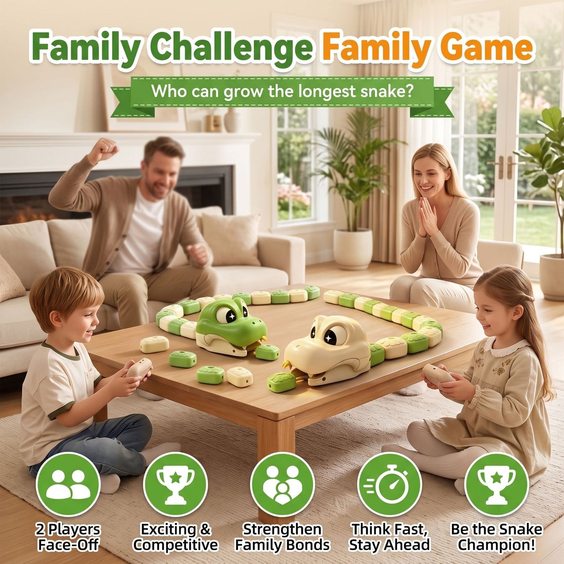 2-Player RC Magnetic Car-Eating Snake Battle Toy – Interactive Racing Game for Kids