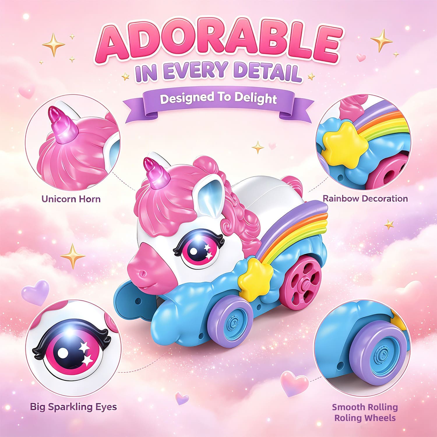 Remote Control Unicorn Magnetic Car-Eating Toy – 2-Player Interactive Racing Game