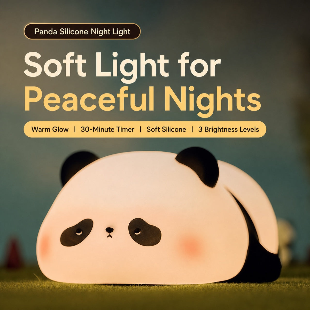 panda silicone touch night light, main product image