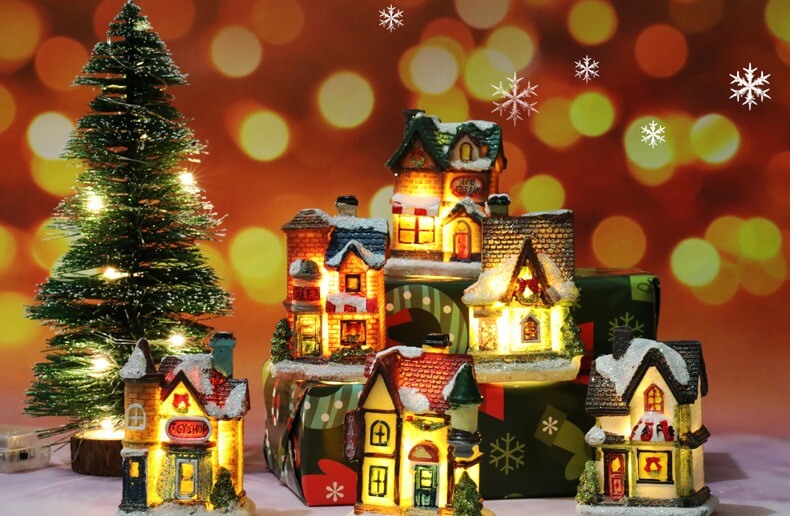 glowing resin Christmas house ornament, product detail image 11