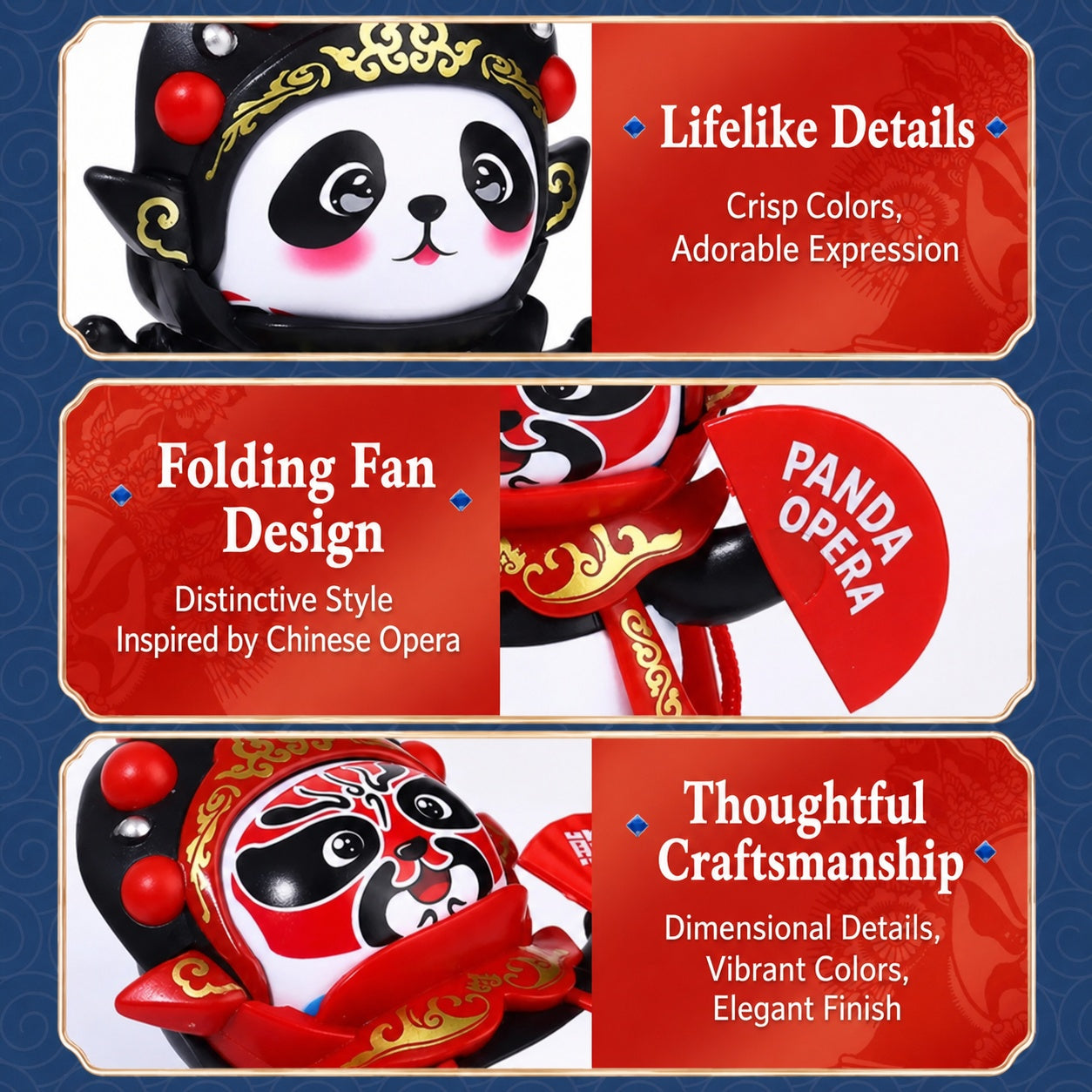Sichuan Opera Face-Changing Panda Plush Toy | Interactive Kung Fu Doll with 4 Masks | Chinese Culture Gift for Kids | Chengdu Souvenir Autism-Friendly Sensory Toy