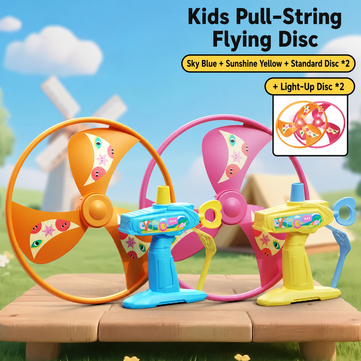pull-string flying disc launcher toy, product detail image 43