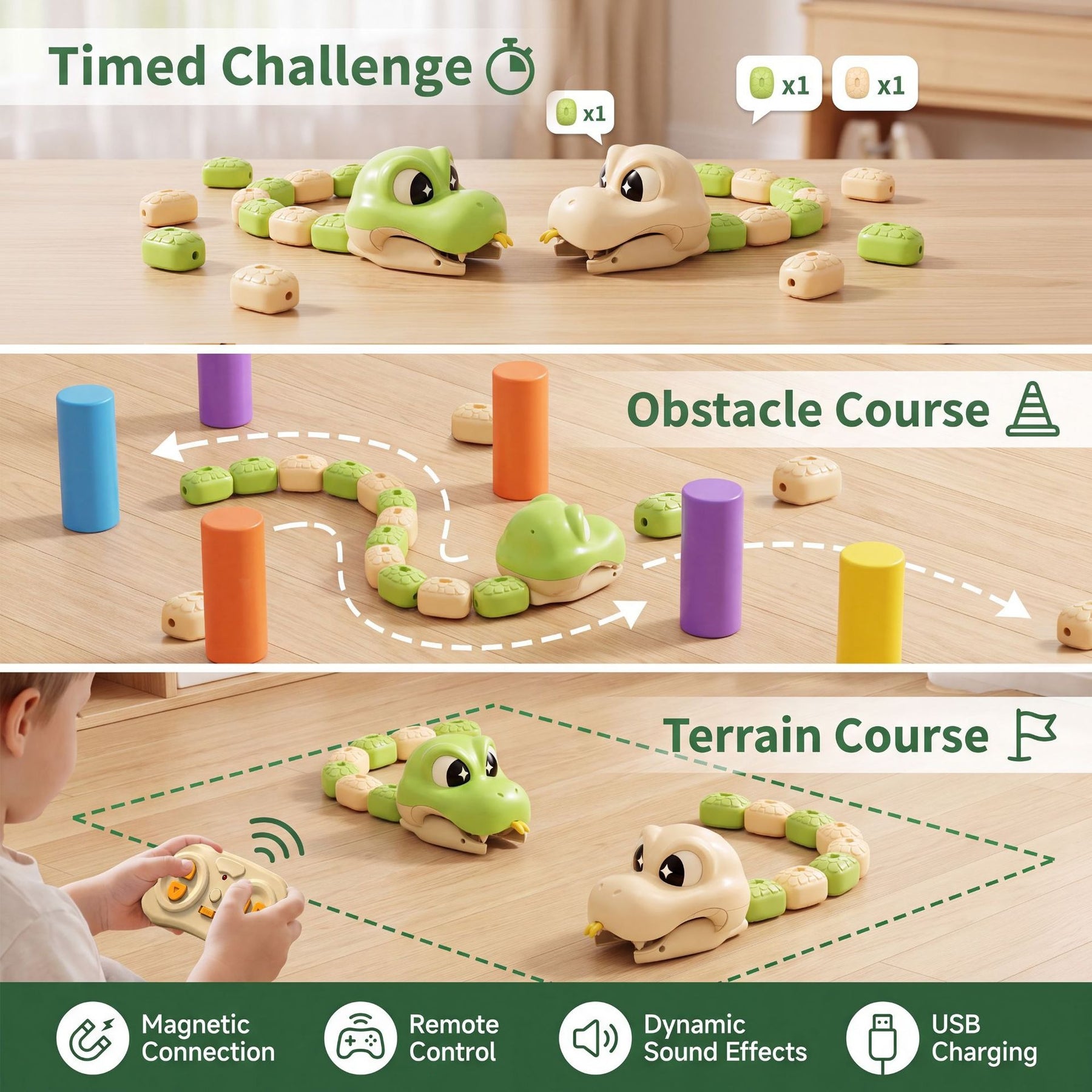 2-Player RC Magnetic Car-Eating Snake Battle Toy – Interactive Racing Game for Kids