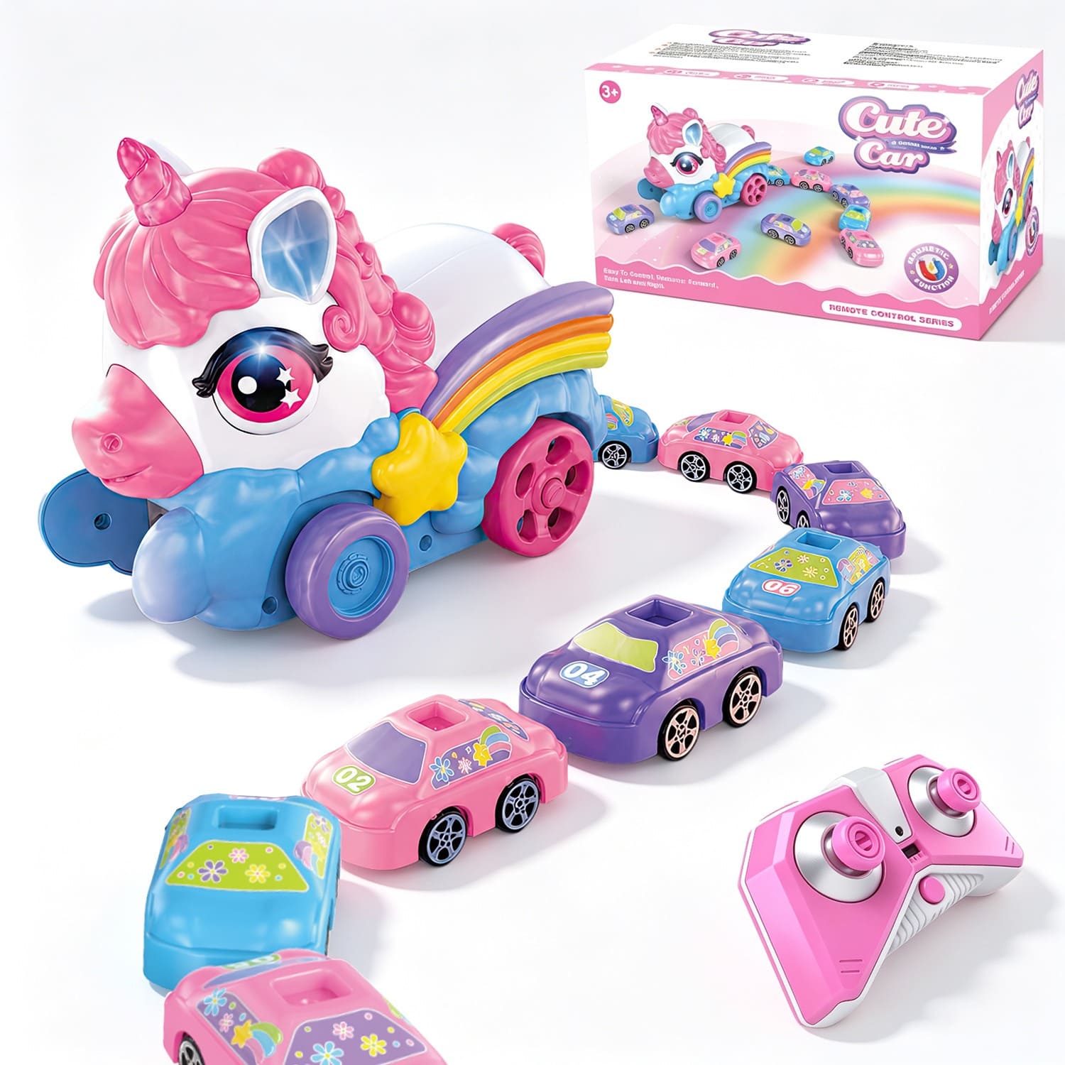 Remote Control Unicorn Magnetic Car-Eating Toy – 2-Player Interactive Racing Game
