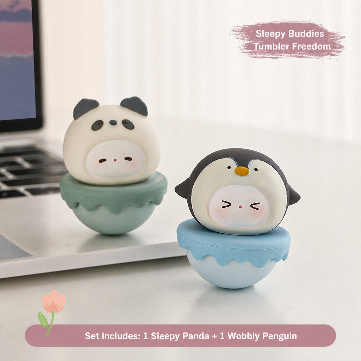 Aesthetic Tumbler Desk Decor – Cute Wobble Figurine for Office Desk Setup, Mini Stress Relief Toy with Pastel Colors, Instagram-Worthy Decor for Girls, Unique Birthday Gift for Best Friend