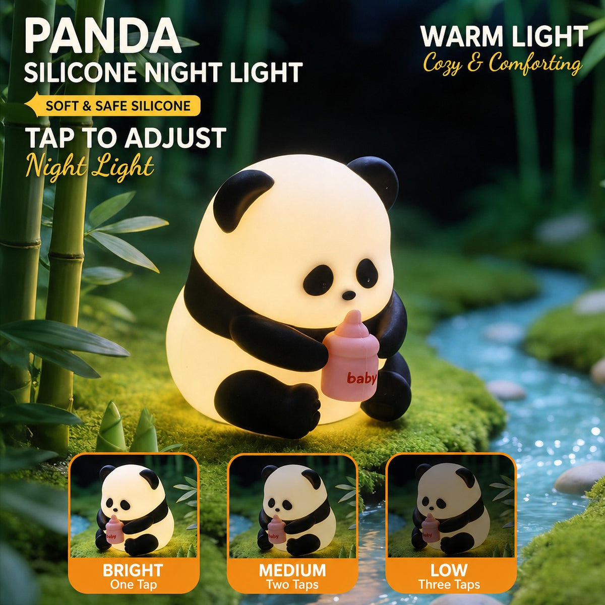 panda silicone touch night light, product detail image 25