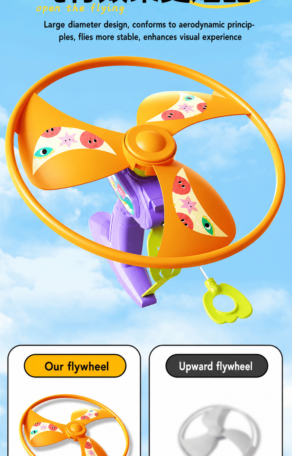 Kids Pull String Flying Disc Toy, Hand-Powered Spinning UFO Launcher for Outdoor Park Play and Party Favors