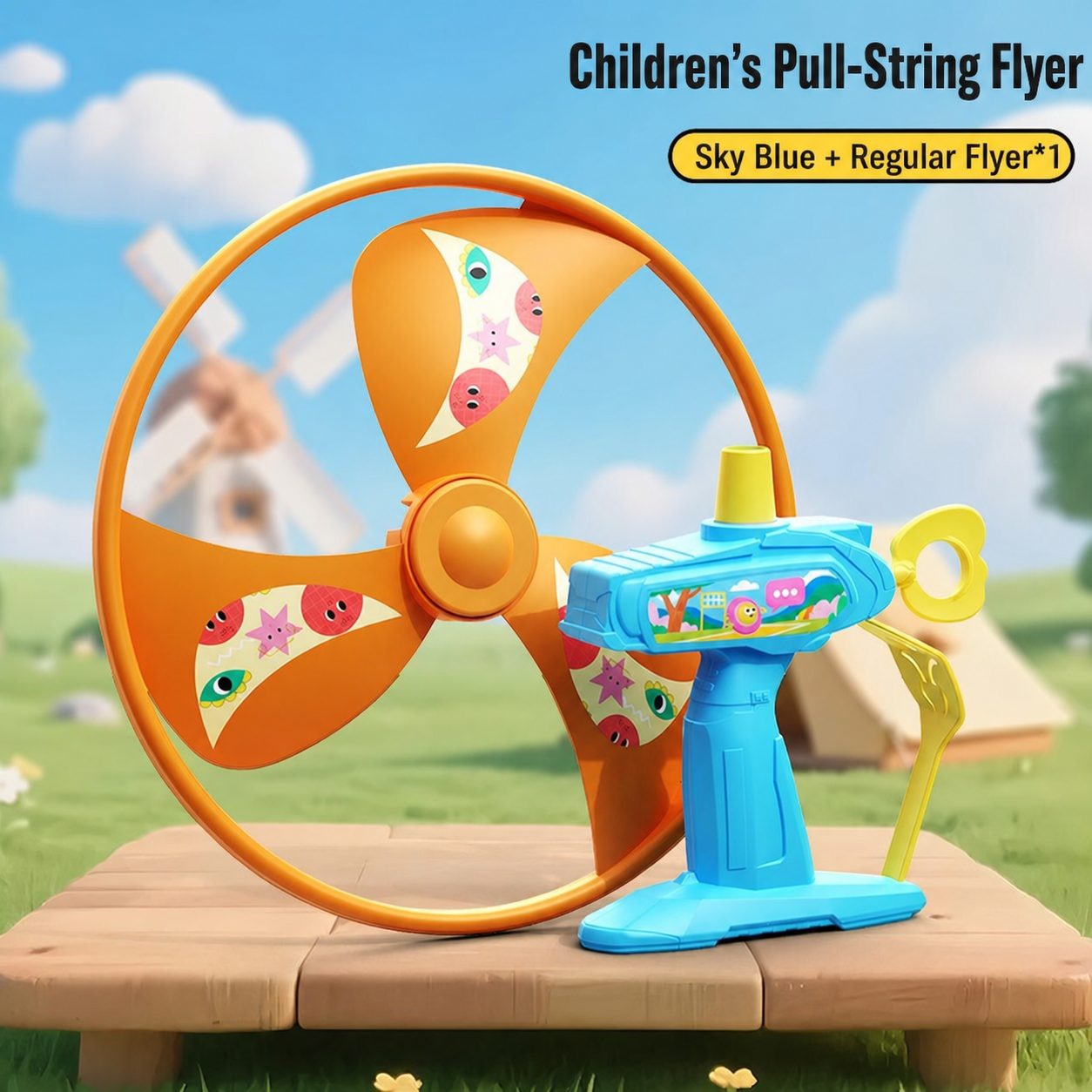 Kids Pull String Flying Disc Toy, Hand-Powered Spinning UFO Launcher for Outdoor Park Play and Party Favors