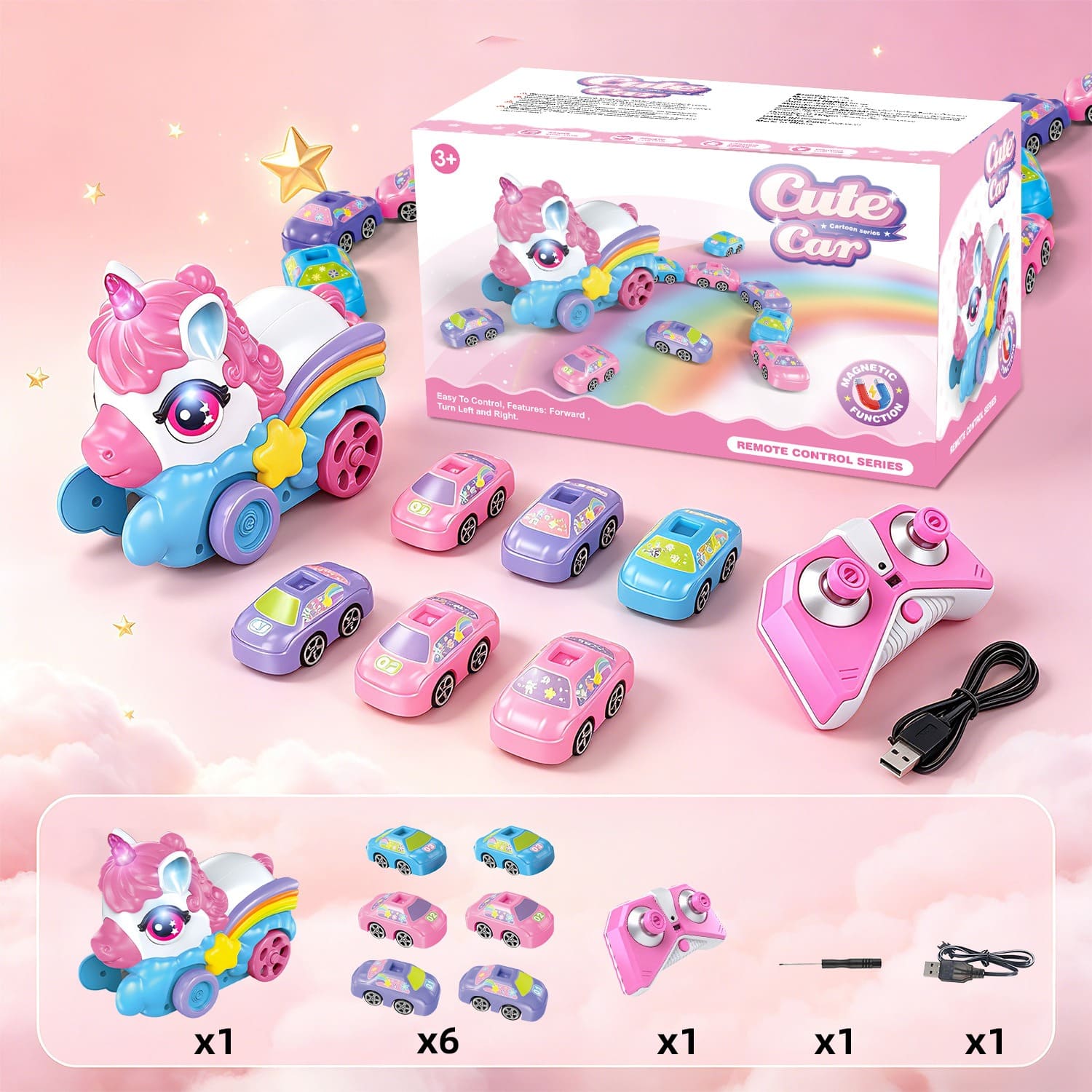 Remote Control Unicorn Magnetic Car-Eating Toy – 2-Player Interactive Racing Game