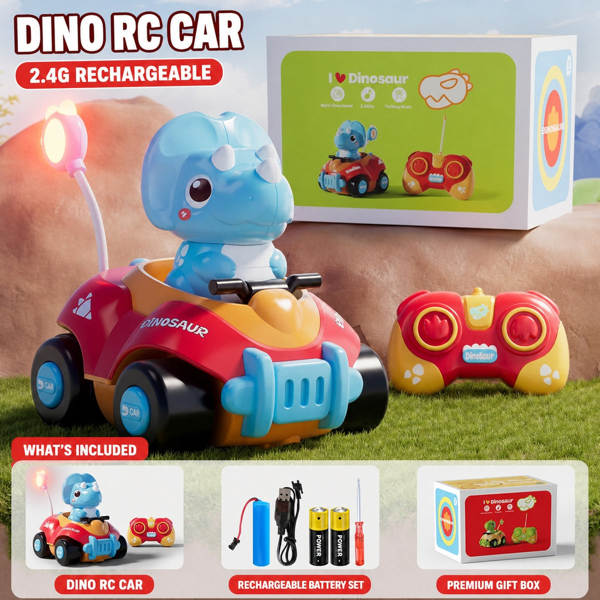 remote control Triceratops dinosaur car, main product image