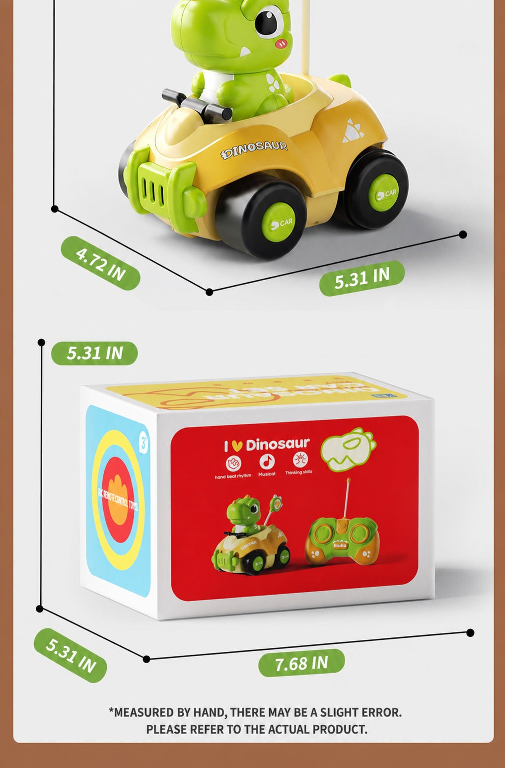 Coche Teledirigido de Dinosaurio – Juguete Eléctrico de Carreras Triceratops RC para Niños, Regalo Educativo STEM con Mando de 2.4GHz, Vehículo Acrobático Todoterreno para Niños y Niñas de 3 a 14 Años